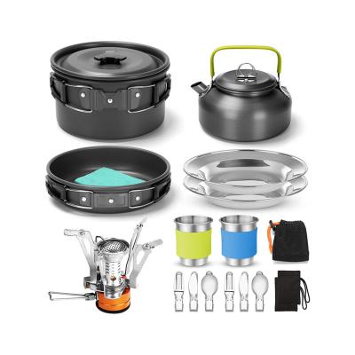 China Portable specialization in manufacturing portable single outdoor cooker aluminum alloy camping cooker black material set for sale