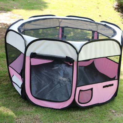 China Breathable Accept Pet Fence Oxford Cloth Dog Tent Octagonal Eight Sides Custom Folded Waterproof Scratch Cage Barrier for sale