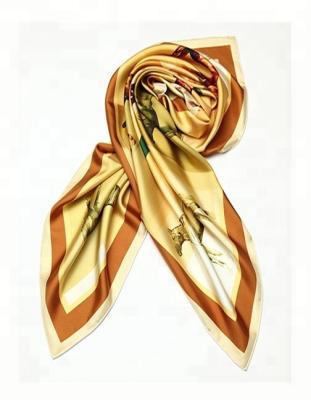 China Custom Square Hangzhou Factory Fashion Silk Bandana Digital Printed Twill Silk Scarf for sale