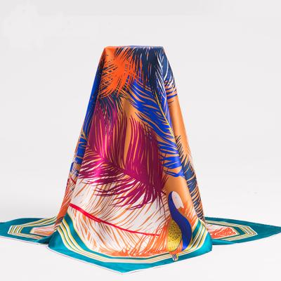 China Digital 100% Silk Screen Printing Square Scarf Silk Satin 90x90 Chinese Costume for sale