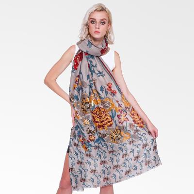 China Modal silk or cashmere modal factory manufacturing custom women's scarf 90% 10% high quality printed modal cashmere scarves for sale