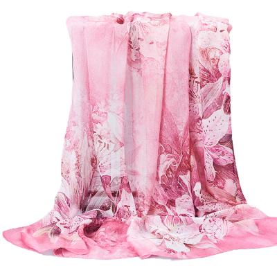 China Square NO MOQ Manufacturing Factory Customized Printed Pure Silk Chiffon Scarf for sale