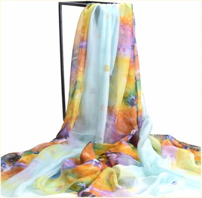 China Square Hangzhou Wholesale Market Customized Digital Printed 100% Chiffon Silk Scarf for sale