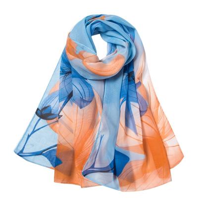 China Square Custom Multicolor Women Fashion Spring Summer Printed Chiffon Silk Scarf for sale