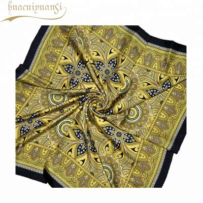 China Square / Lady 90*90cm cheap imitated silk satin polyester printed long square scarf for sale