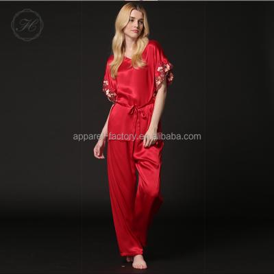 China Free Shipping HCY 2017 Wholesale Women Silk Onesie Pajamas Breathable Set SP029 for sale