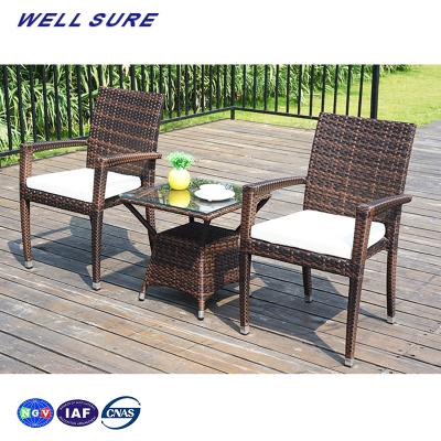 China Wholesale Modern Factory Garden Patio Bistro Chair Set 3 Piece Metal Rattan Patio Bistro Set for sale