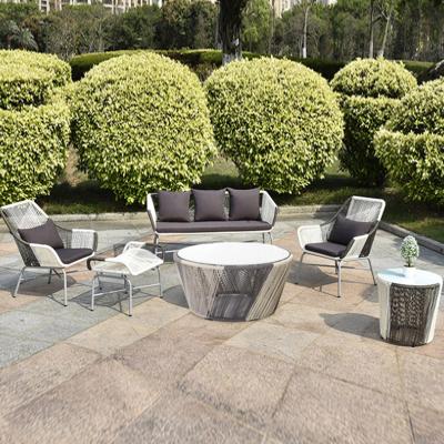 China Modern New Arrival Europe Style Sectional Aluminum Heavy Duty Round PE Rattan Outdoor Sofa Set Hotel Villa Garden Sofa for sale