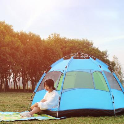 China Outdoor Rainproof Double Carbon Fiber Hex Tent Camping Gear Open Beach Tent 3-4 Persons for sale