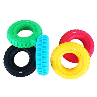 China Durable Hot Selling Silicone Hand Massage Ring Tire Type Finger Relax Hand Grip Rings for sale