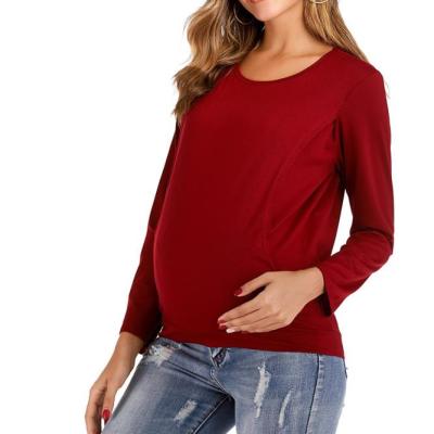 China Anti-Allergy Nursing Maternity Tops Long Sleeves T-Shirt Breastfeeding Clothes For Feeding Clothing Summer for sale