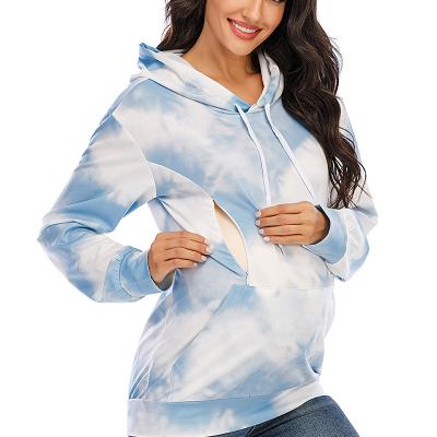 China Anti-allergy 2020 New Styles Pregnant Woman Women Tie Dye Coat&Jacket Tie Dye Pullover Sweatshirt Breastfeeding Hoodie for sale