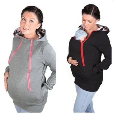 China Anti-Allergy New Design Custom Maternity Clothes Pregnant Hoodies Multifunctional Baby Carrier Pregnant Women Full Zip Full Zip Hoodie for sale