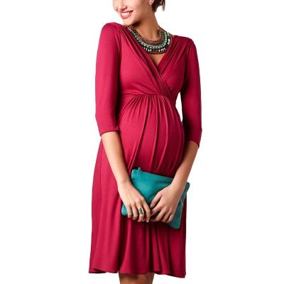 China Radiation Protection New Arrivals Sexy V-Neck Sleeve Fashion Women Long Knitted Elegant Even Dress For Pregnancy Nursing Maternity Dresses for sale