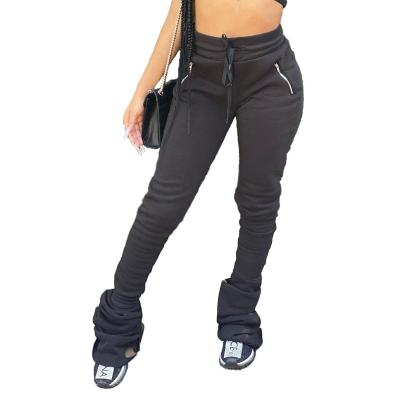 China 2021 Women High Waist Anti-Static Casual Sweatpants Sport Running Gaiters Jogger Pants Stacked Pants for sale