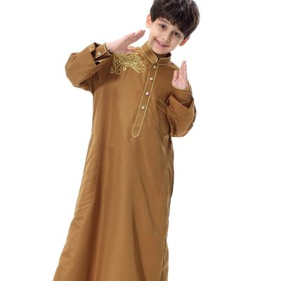 China Long Sleeve Autumn New Style Muslim Prayer 2021 Embroidered Islamic National Boys Overalls Costume Thobe Arab Teens Long Robe Long Sleeve for sale