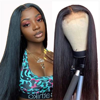 China 180% Density 130% 150% 4x4 Lace Closure Wig 180% 150% Natural Straight Hair Wigs 100% 4x4 Cuticle Aligned Closure Wig for sale