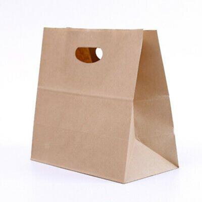 China Recyclable Wide Base Take Out To Open Kraft Shopping To Go Brown Paper Bag With Your Own Logo Die Cut Handle For Fast Food Delivery for sale