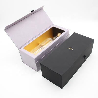 China Recyclable Recycle Paper Boxes Gold Foil Material Black Wine Box Cardboard Packaging Red Wine Box for sale