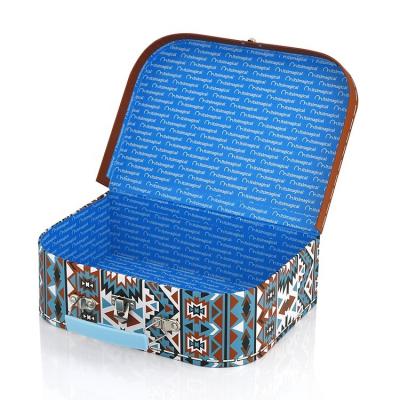 China Wholesale Custom Decorative Biodegradable Luxury Paper Box Cardboard Suitcase Packaging Box With Metal Handle for sale