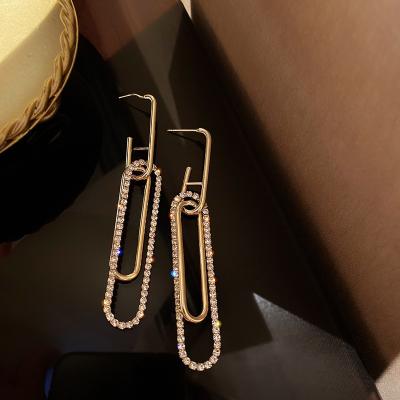 China Long Strip TRENDY Metallic Diamond Style Advanced French Net Sense Earrings 2020 Red Noise Earrings for sale