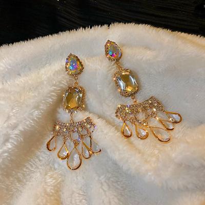 China FASHIONABLE 925 silver needle water drop crystal is full drill earring temperament for sale