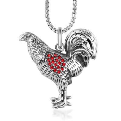 China FASHIONABLE Red Punk Zodiac Hip Necklace New Diamond Rooster Accessories Minority Pendant Ins National Hops FASHIONABLE for sale