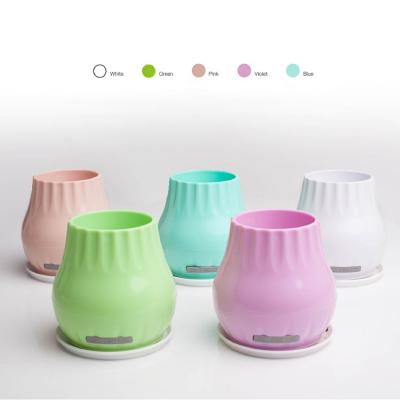 China Colorful Rechargeable AirPlay LED Flowerpot Plastic Wireless Speaker For Home Office for sale