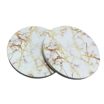 China Custom OEM Viable Round Hexagon Marble Coffee Tea Cocktail Beer Mug Coaster For Drinks And Place Mats Ceramic Cup Mat Pads for sale