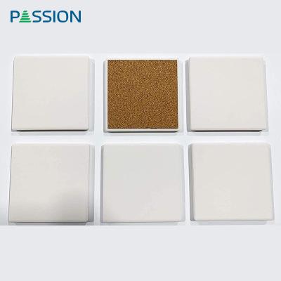 China Square Sublimation Blank Ceramic Coaster Tile With Cork Back With Customized Printed Acceptable for sale