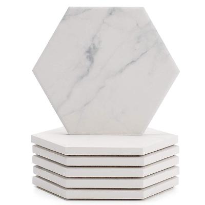 China Sustainable Hexagon Marble Coaster Set For Sublimation for sale