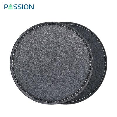 China Viable Wholesale Custom Sublimation Round Blank Leather Coaster For Drinks for sale