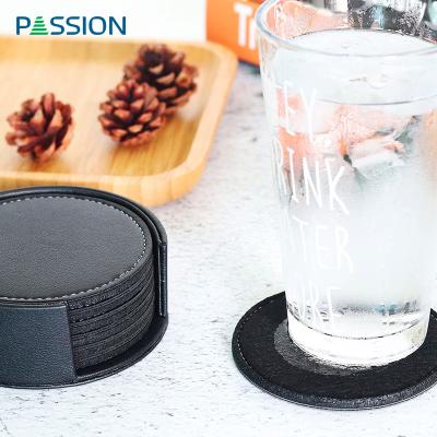 China Viable Wholesale Promotion High Quality Custom Leather Coaster Sets For Drinks for sale