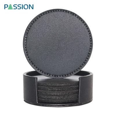 China Durable Stylish Customized PU Leather Place Mats For Dining Table Leather Cup Coaster Drink For Home Decor for sale