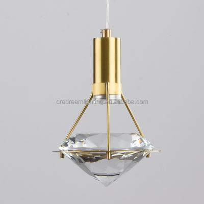 China Modern Simple Modern Mini Nice Shape Crystal Copper Indoor Pendant Lamp Made in Zhongshan Guzhen Lighting Factory for sale