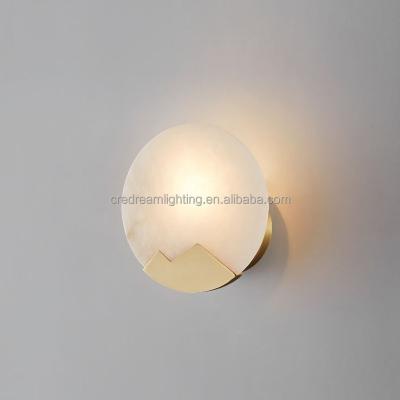 China Modern Hot Sales Wholesale Prices Vintage Mounted Indoor Copper Wall Lamp With Marble Shade For Home Hotel Bedroom for sale