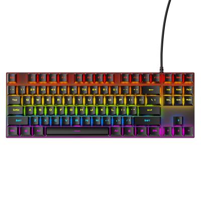 China Mini Wired RGB Plug and Play Cheap Gaming Keyboard 87 Keys OEM USB Price Mechanical Keyboard for Gamer Desktop PC Computer Waterproof for sale