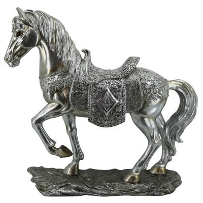 China Europe Customized New Arrive Home Decor Silver Plated Color Fiberglass Resin Horse Statue for sale