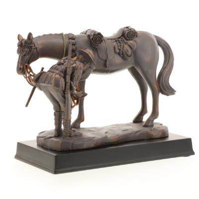 China Europe Wholesale China Factory Large Resin Bronze Finished Horse Sculpture With Cavalry for sale