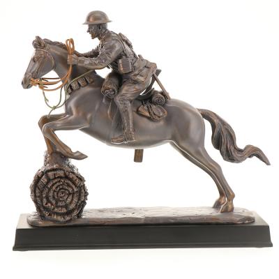 China Wholesale Europe Polyresin Gift Cavalry Horse Charging Resin Statue and Craft Sculpture Home Decor for sale