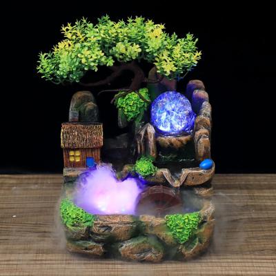 China China Custom Fengshui Desktop Tabletop Art Polyresin Resin Indoor Water Fountain For Home Decor for sale