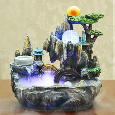 China China Fengshui home small indoor polyresin table top resin rock garden water fountain with lucky wheel for sale