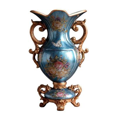 China European style home decor minimalist large size retro luxury resin flower vase for living room for sale