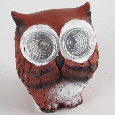 China Customized Solar Cement Owl Statue Garden Decor Childrens Light for sale