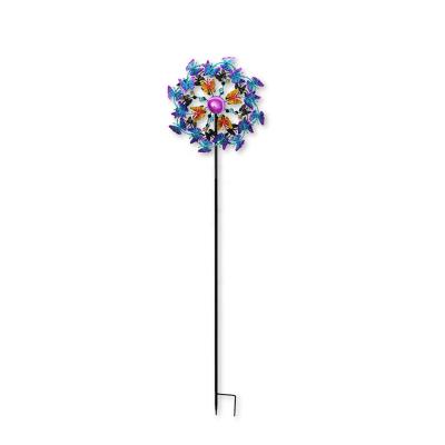 China Europe Wholesale New Arrive Metal Outdoor Nordic Large Butterfly Garden Kinectic Wind Spinner With Stand for sale