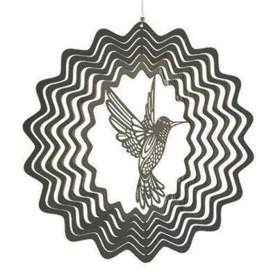 China Custom Europe garden yard decor bird pattern laser cut stainless steel cosmo 3d metal wind spinner for sale