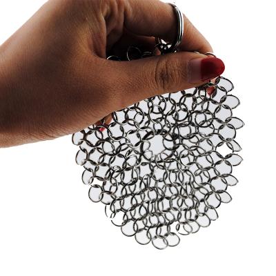 China Plain Weave 304 316 Stainless Steel Chainmail Scrubber Cast Iron Cleaner Stainless Steel Ring Mesh For Kitchen for sale