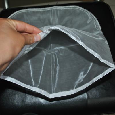 China Eco-friendly recyclable 30*50 cm 200 micron nylon mesh filter bag with ribbon around plastic collar for protector for sale