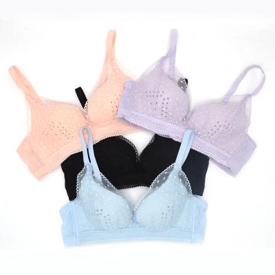 China Antibacterial Underwear Women Wire Free Cup Free Custom Sexy Transparent Wire Free Spandex Triangle Eye Strap Triangle Bag Lace Lace Lingeries Ladies Bra for sale