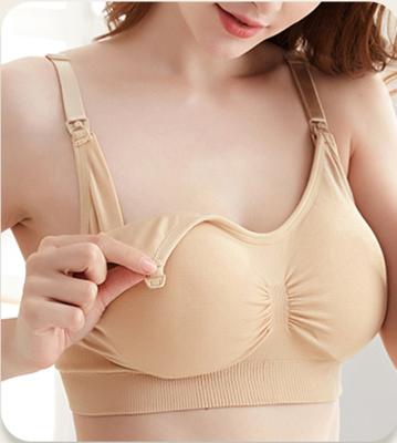 China Pregnant Women Gathered Antibacterial Underwear Without Rims And Buckle Front Bra Plus Size Mom Postpartum Care Bra for sale